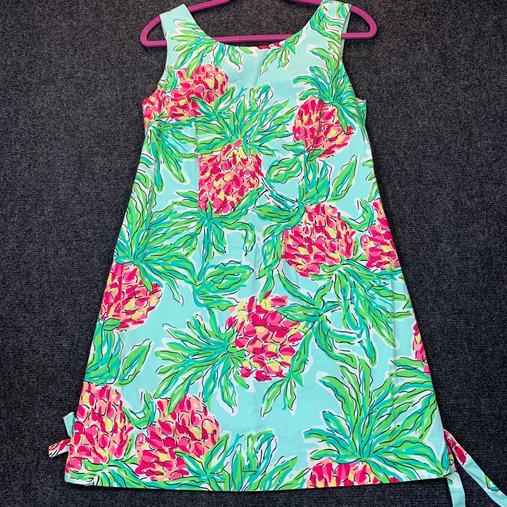 Lilly Pulitzer Spike the Punch Shift Dress 10 Pineapple Tropical Modernism Party